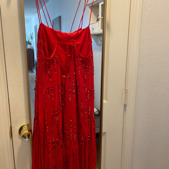 Free People Crystal Clear Mini Dress in Cherry Red - Picture 6 of 8